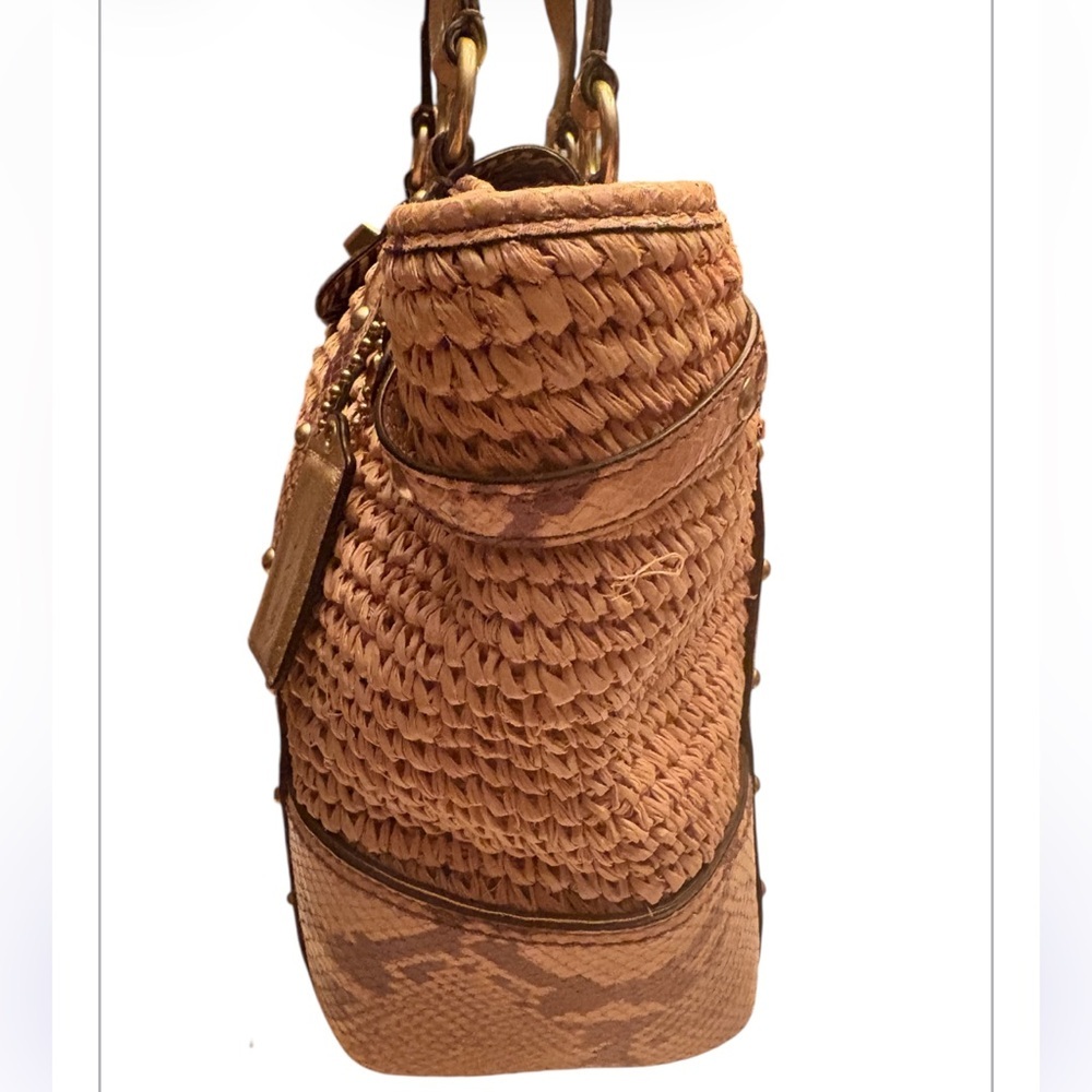 Coach Python Straw Natalie Tote 16839 - Picture 10 of 13
